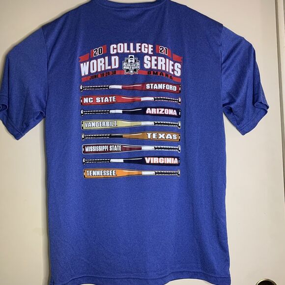 NCAA College World Series 2021 Blue 84 Tee Shirt w/ Complete Bracket Size Medium - Picture 3 of 6
